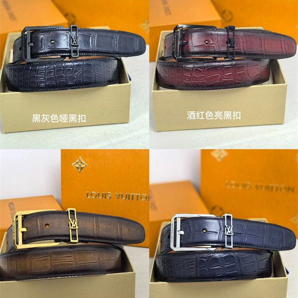 多色展開 クロコ型押し スクエアバックル LOUIS VUITTON ルイヴィトン コピー ベルト 細身フォルム
