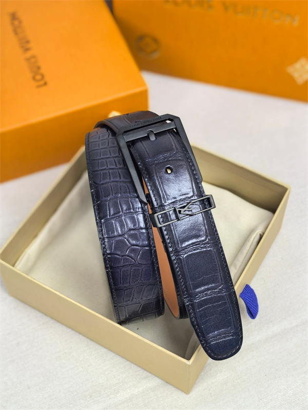 多色展開 クロコ型押し スクエアバックル LOUIS VUITTON ルイヴィトン コピー ベルト 細身フォルム