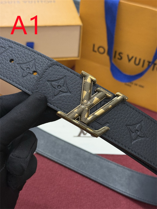 ヴィンテージ調バックル ブラック総柄 重厚アクセント LOUIS VUITTON ルイヴィトン コピー ベルト 海外注目