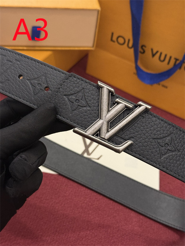 ヴィンテージ調バックル ブラック総柄 重厚アクセント LOUIS VUITTON ルイヴィトン コピー ベルト 海外注目