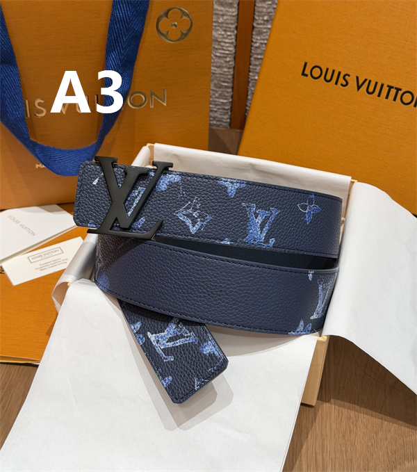 ブルーモノグラム シルバーLVバックル 上質シボ感 LOUIS VUITTON ルイヴィトン コピー ベルト 新作映え