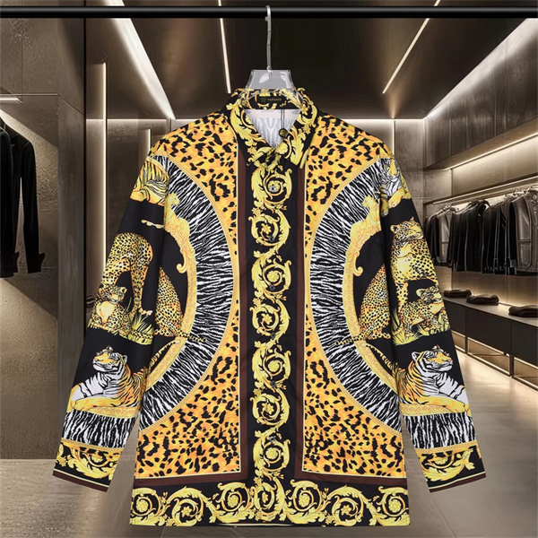 アニマルミックス 虎＆レオパード総柄 バロック装飾 VERSACE ヴェルサーチ コピー 長袖シャツ 主役級