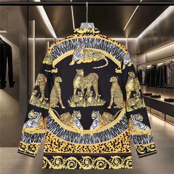 アニマルミックス 虎＆レオパード総柄 バロック装飾 VERSACE ヴェルサーチ コピー 長袖シャツ 主役級