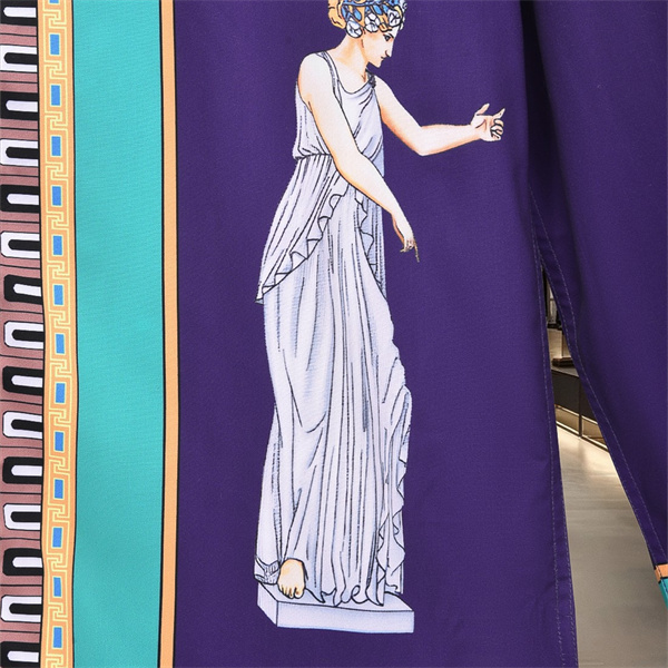 アート感際立つ 古代彫刻プリント カラーアクセント VERSACE ヴェルサーチ コピー 長袖シャツ