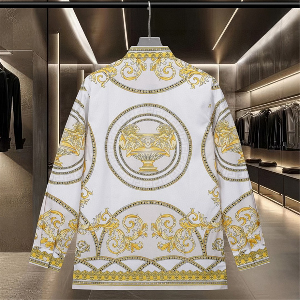 指名人気 ショップ推奨 メドゥーサモチーフ 総柄プリント レギュラーフィット しなやか質感 VERSACE ヴェルサーチ コピー 長袖シャツ