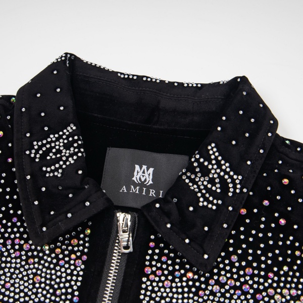 2026秋冬 新作注目 AMIRI 激安 ラインストーン総柄 アミリ ベロアジップジャケット