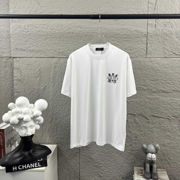 新作注目 AMIRI 激安 ミラーシルバー文字 アミリ ゆったりシルエット 半袖Tシャツ