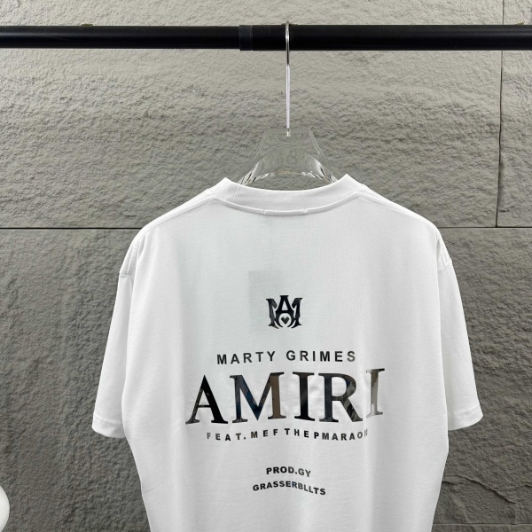 新作注目 AMIRI 激安 ミラーシルバー文字 アミリ ゆったりシルエット 半袖Tシャツ