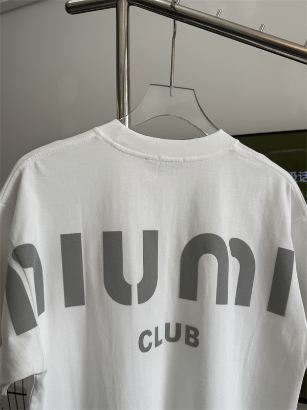 コットン天竺 ドロップショルダー MIU MIU ミュウミュウ コピー 半袖Tシャツ ストリート主力 新作注目
