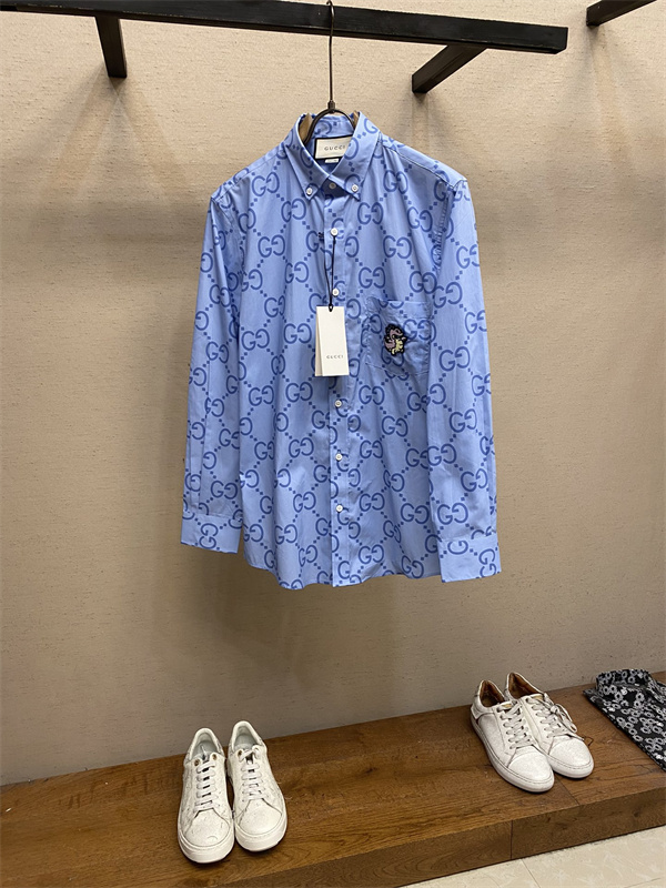 2026おしゃれ☆Gucci☆グッチシャツコピー着こなし人気カジュアルスタイルブルー色