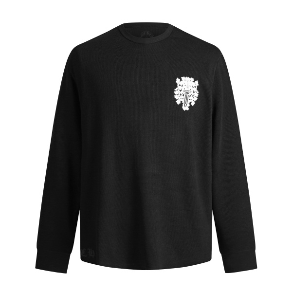 CHROME HEARTS 長袖 ブラック サーマル 人気上昇 Chrome Hearts サーマル生地 クロムハーツ 大判バック