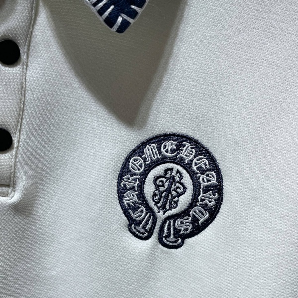 新着注目 クロムハーツ コントラスト襟 バック刺繍 Chrome Hearts ポロシャツ