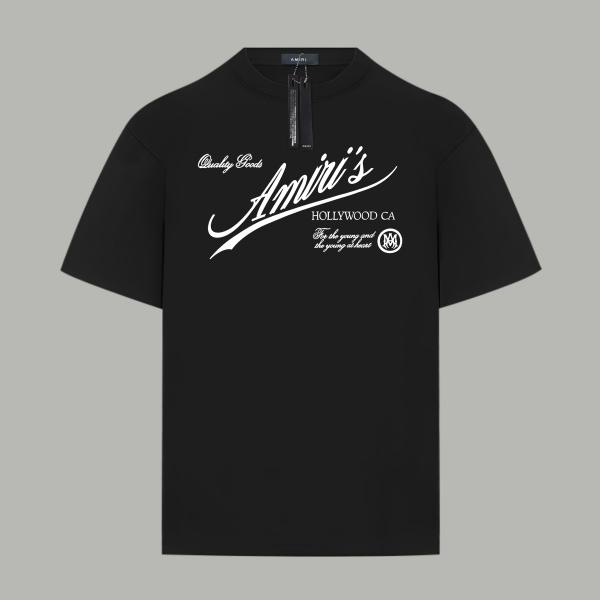 AMIRI アミリ 2026新作 ロゴプリント 半袖Tシャツ クルーネック コットンTシャツ オーバーサイズ