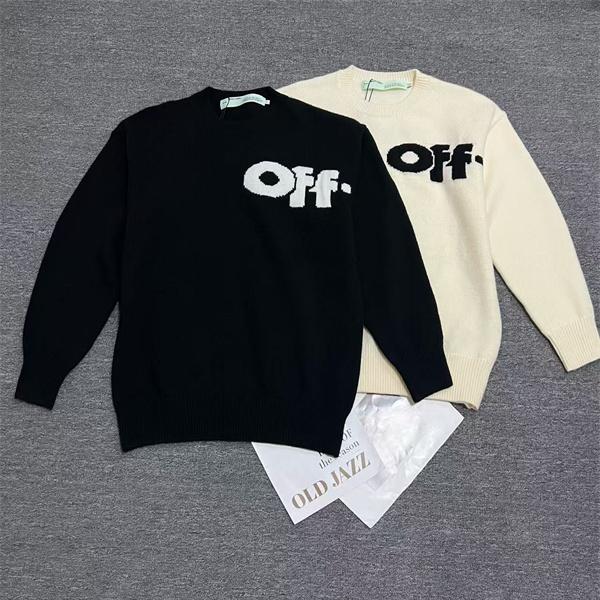 ビッグロゴ入り クルーネック仕様 大人カジュアル OFF-WHITE オフホワイト コピー セーター 注目モデル 再入荷チェック