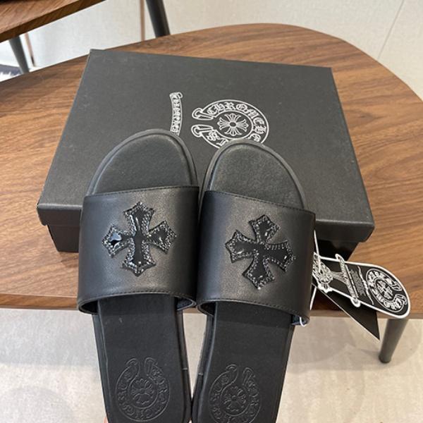 CHROME HEARTS コピー クロムハーツ コピー 2026新作 クロスレザー サンダル スライドサンダル メンズ レディース 軽量デザイン