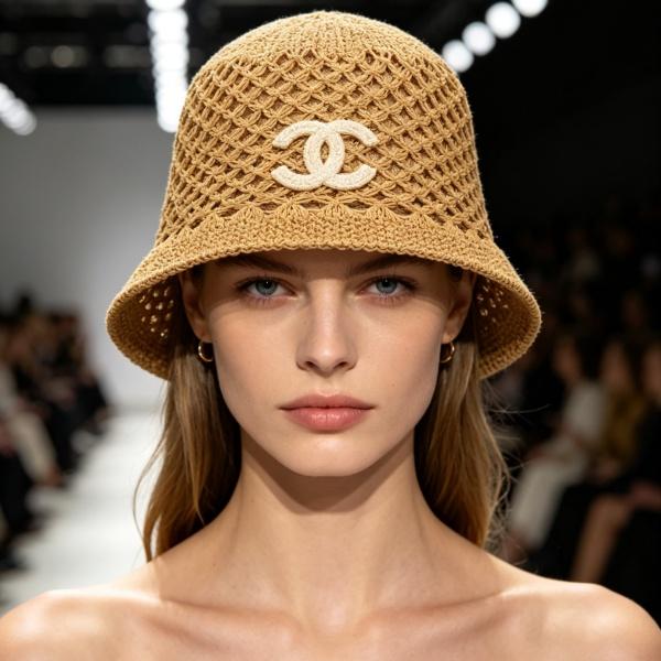 2026新作 CHANEL シャネル 透かし編みバケットハット レディース サマーニット帽 軽量通気性 ワイドブリム ココマークデザイン