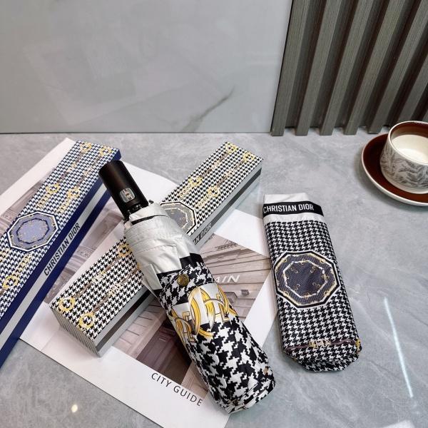 2026新作 Dior 激安 ディオール 折りたたみ傘 晴雨兼用 全自動 UVカット99% 遮熱 軽量 千鳥格子 ギフトBOX付き