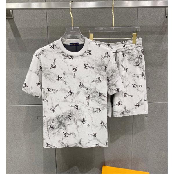 LOUIS VUITTON 2026ss☆☆ルイヴィトン上下着コピー 吸湿速乾 半袖スポーツTシャツ＆ショーツ セット ランニング 