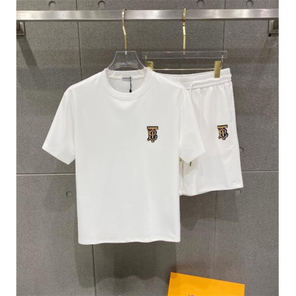 バーバリー上下着コピー BURBERRY 2026ss☆半袖Tシャツ＆デニム調ショーツ セット メンズ カジュアル ストリート