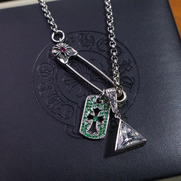 2026新作 CHROME HEARTS 激安 クロムハーツ セーフティピン ネックレス シルバー ペンダント