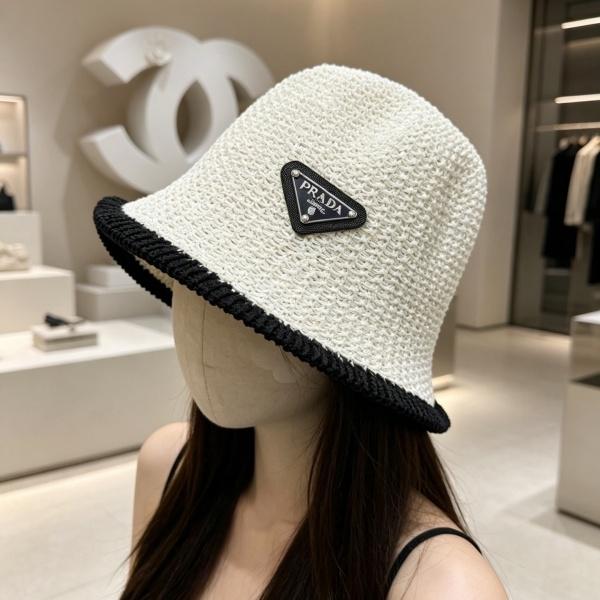 2026新作 PRADA 激安 プラダ ラフィア バケットハット トライアングル