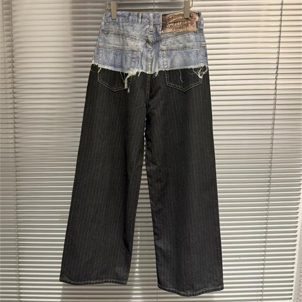 ツートーン切替 ヴィンテージ加工 ストレートシルエット Acne Studios アクネストゥディオズ コピー ワイドデニムパンツ