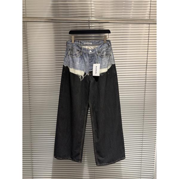 ツートーン切替 ヴィンテージ加工 ストレートシルエット Acne Studios アクネストゥディオズ コピー ワイドデニムパンツ