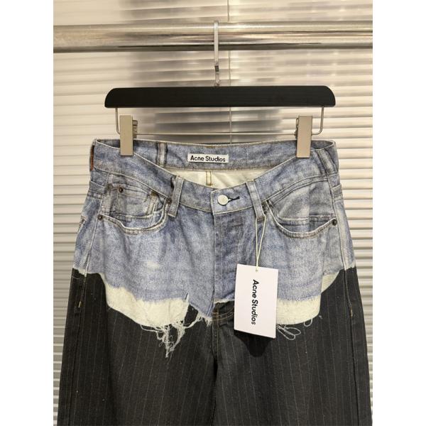 ツートーン切替 ヴィンテージ加工 ストレートシルエット Acne Studios アクネストゥディオズ コピー ワイドデニムパンツ