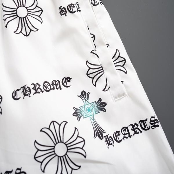 2026新作 CHROME HEARTS 激安 クロムハーツ 総柄クロスプリント ビーチショーツ ハーフパンツ ウエストゴム メンズ