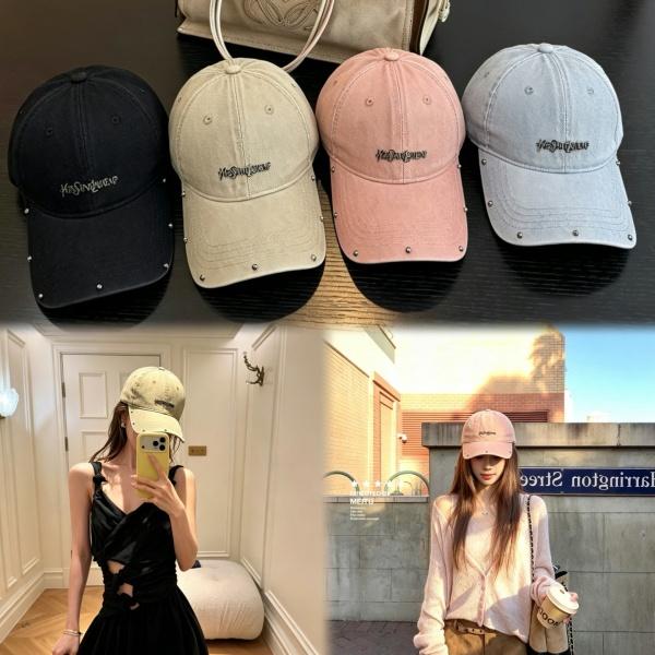 2026新作 SAINT LAURENT 激安 サンローラン ウォッシュドデニム ベースボールキャップ スタッズ装飾 ヴィンテージ加工 ユニセックス 人気アイテム