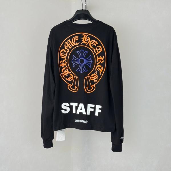2026新作 Chrome Hearts N級品 クロムハーツ ロングTシャツ STAFFロゴ バックホースシュー プリント 長袖Tシャツ コットン 人気アイテム
