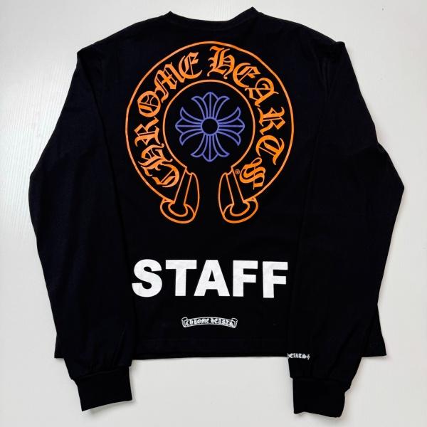2026新作 Chrome Hearts N級品 クロムハーツ ロングTシャツ STAFFロゴ バックホースシュー プリント 長袖Tシャツ コットン 人気アイテム
