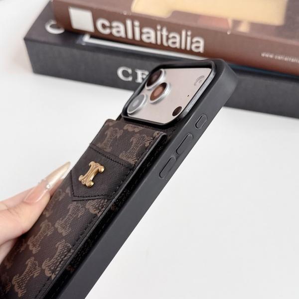 2026新作 CELINE 激安 セリーヌ スマホケース トリオンフ柄 カード収納 スタンド機能付き メタルロゴ 多機能 携帯ケース 人気アイテム