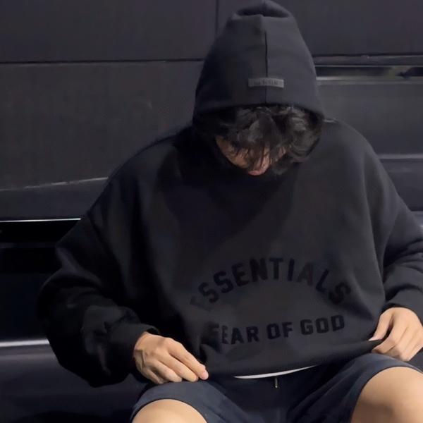 FE﻿AR OF GOD ESSENTIALSフィアオブゴッド第9シーズンプルオーバーパーカー同色ロゴオーバーサイズ男女兼用