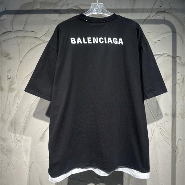 レイヤード裾 ロゴ刺繍 オーバーサイズ 2026新作 BALENCIAGA バレンシアガ コピー Tシャツ ストリート映え