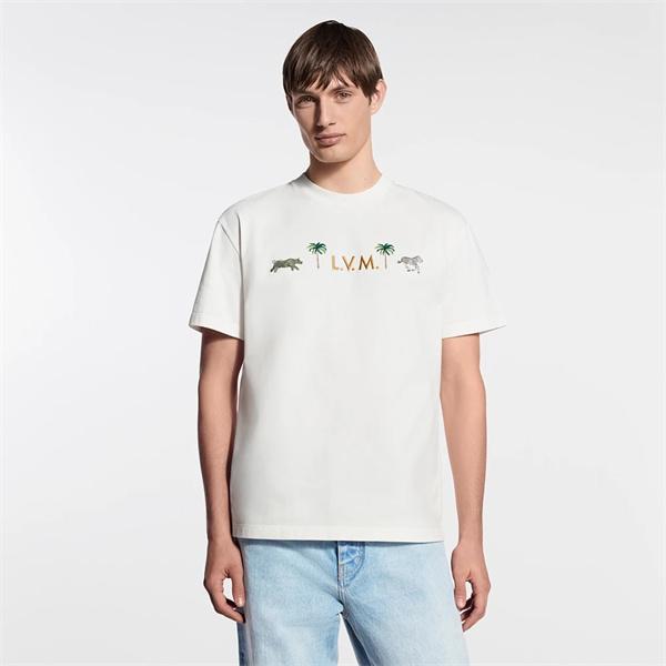 1AJVQK ☆ルイビトンｔシャツコピー☆LV × ザ･ダージリン リミテッド エンブロイダリー ショートスリーブ クルーネック