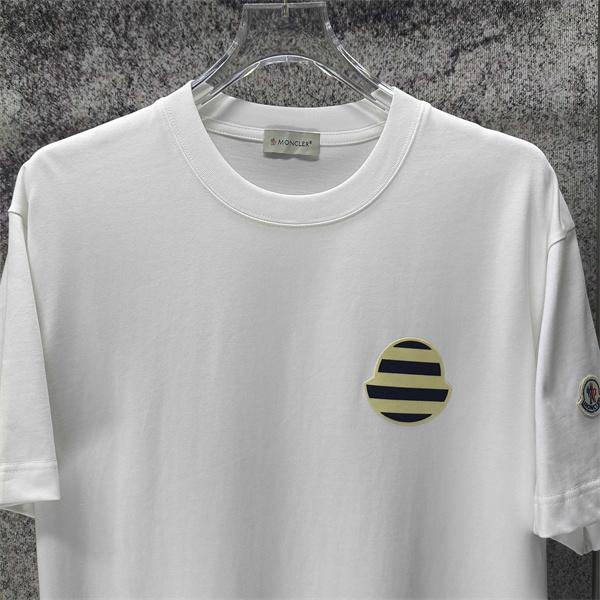 ストライプモチーフ 袖ワッペン クルーネック MONCLER モンクレール コピー 半袖Tシャツ 爽快カジュアル