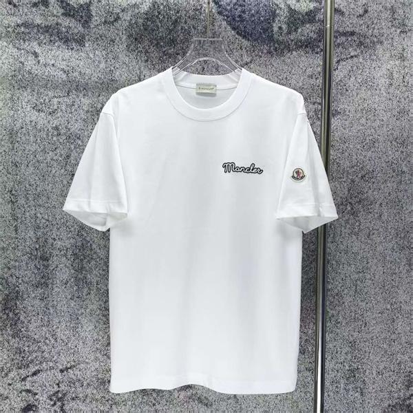 筆記体ロゴ 袖ワッペン クリーンデザイン MONCLER モンクレール コピー 半袖Tシャツ 上質カジュアル