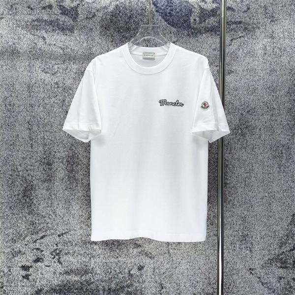 筆記体ロゴ 袖ワッペン クリーンデザイン MONCLER モンクレール コピー 半袖Tシャツ 上質カジュアル