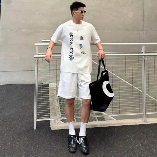 2026春夏新作ディオール蝶モチーフプリント半袖Tシャツゆったりクルーネック個性派デザイン