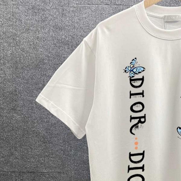 2026春夏新作ディオール蝶モチーフプリント半袖Tシャツゆったりクルーネック個性派デザイン