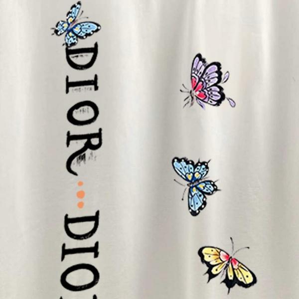 2026春夏新作ディオール蝶モチーフプリント半袖Tシャツゆったりクルーネック個性派デザイン