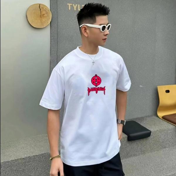 2026春夏新作BALENCIAGA コピー マルチロゴプリント半袖Tシャツホワイト個性派デザイン 