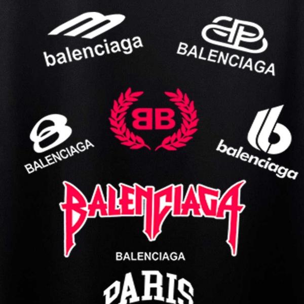 2026春夏新作BALENCIAGA コピー マルチロゴプリント半袖Tシャツホワイト個性派デザイン 
