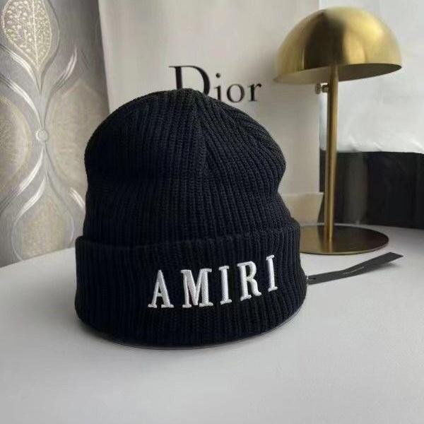 リブ編み 刺繍モノグラム ニット帽 AMIRI 激安 折り返しデザイン アミリ 防寒ワッチキャップ