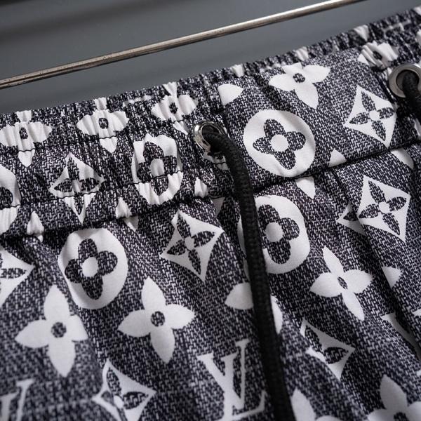 モノクロ総柄 軽量速乾 ドローコード付きハーフパンツ Louis Vuitton 激安 ウエストゴム仕様 ルイ・ヴィトン ビーチショーツ