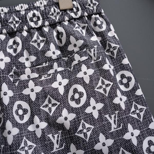 モノクロ総柄 軽量速乾 ドローコード付きハーフパンツ Louis Vuitton 激安 ウエストゴム仕様 ルイ・ヴィトン ビーチショーツ