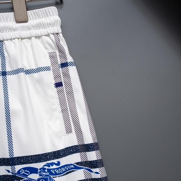 サマーチェック 騎士モチーフ 軽量速乾ビーチショーツ バーバリー 激安 ウエストゴム BURBERRY 五分丈短裤