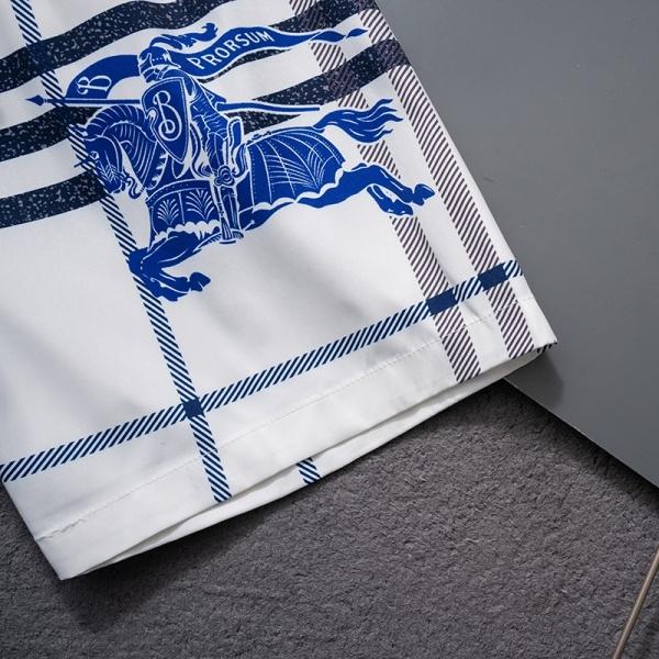 サマーチェック 騎士モチーフ 軽量速乾ビーチショーツ バーバリー 激安 ウエストゴム BURBERRY 五分丈短裤