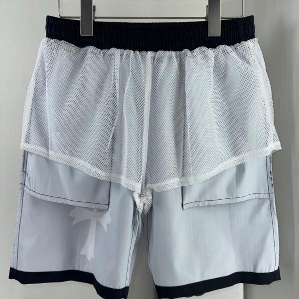 ホワイトクロス入りブラックスイムショーツ Chrome Hearts 激安 通気メッシュ仕様 クロムハーツ休闲ハーフパンツ